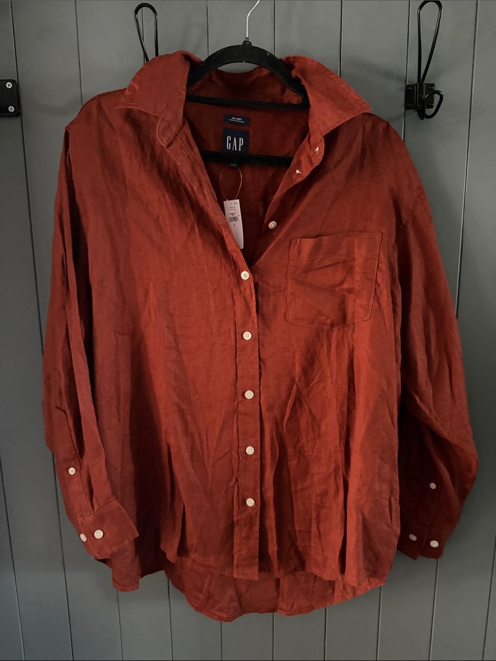 GAP Women’s  Burnt Orange / Rust Button-Down 100% Linen Shirt
